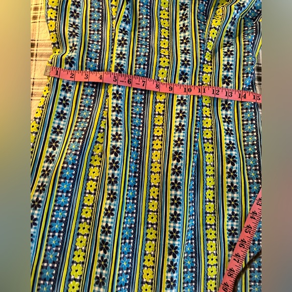 XOXO Green &Blue Floral Y2K Vintage 60’s Inspired Print Sleeveless Dress Size 11 - Picture 14 of 15